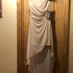 High-low strapless dress